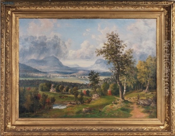 View Of A Valley In The White Mountains, Early Autumn Oil Painting - William H. Titcomb