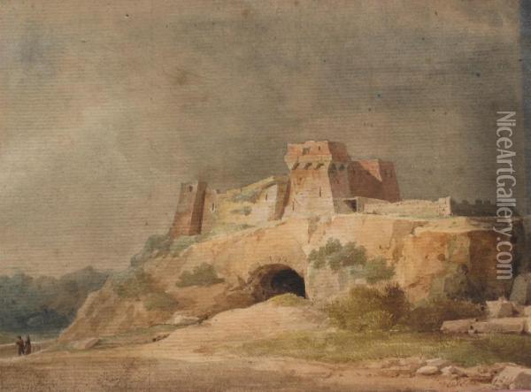 Ruine D?un Chateau Mediterraneen Oil Painting - Pierre Luc Charles Ciceri
