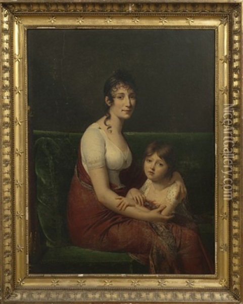 Portrait De Madame Joseph Cornudet-desprez Et De Sa Fille Oil Painting - Robert Jacques Francois Faust Lefevre