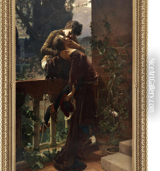 Romeo Och Julia Pa Balkongen Oil Painting - Julius Kronberg
