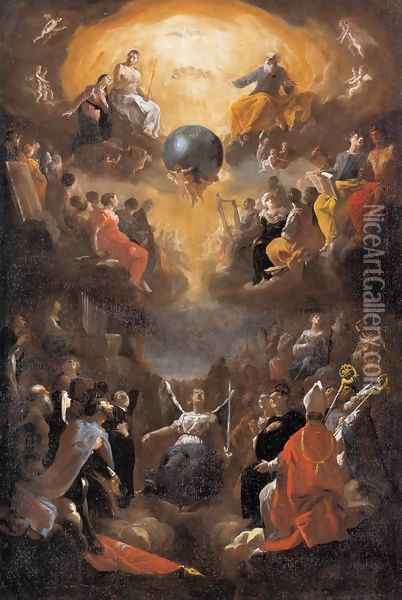 Adoration of the Holy Trinity Oil Painting - Johann Heinrich Schonfeld