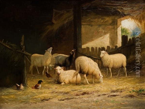 Bergerie Oil Painting - Jef Louis Van Leemputten