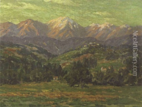 A View Of La Canada With The San Gabriel Mountains Beyond Oil Painting - Granville S. Redmond
