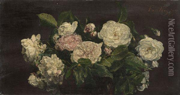 Roses Blanches Oil Painting - Ignace Henri Jean Fantin-Latour