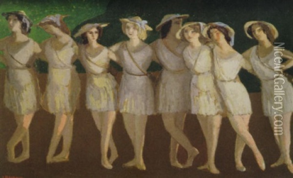 El Ballet De Nijinski Oil Painting - Jules Leon Flandrin