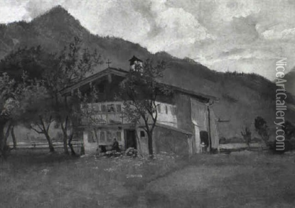 Bauernhaus In Oberbayern Oil Painting - Hermann Lindenschmit