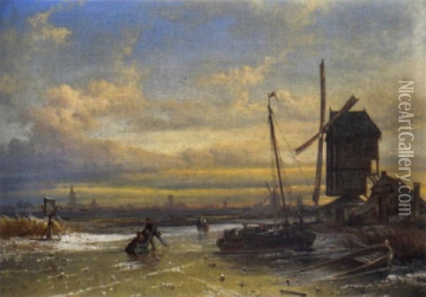 Kornmuhle Aus Der Umgebung Der Stadt Oil Painting - Elias Pieter van Bommel