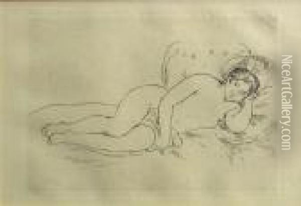 Femme Nue Couchee (tournee A Droit) Oil Painting - Pierre Auguste Renoir