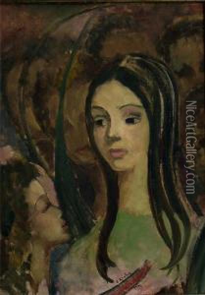 Brustportraitvon Mutter Mit Kind. Oil Painting - Christian Krohg