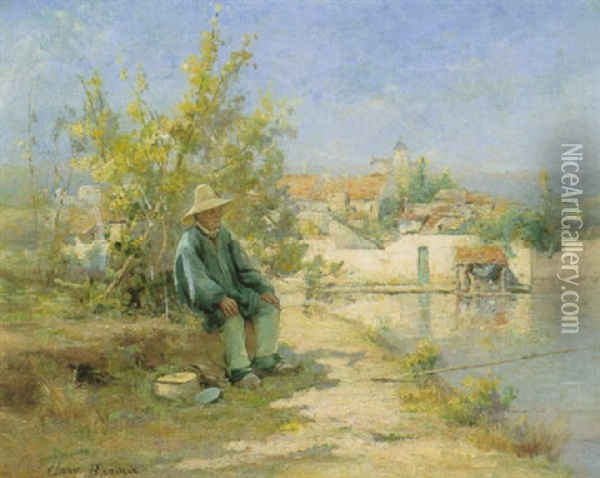 Fishing By A River Oil Painting - Adolphe Clary-Baroux