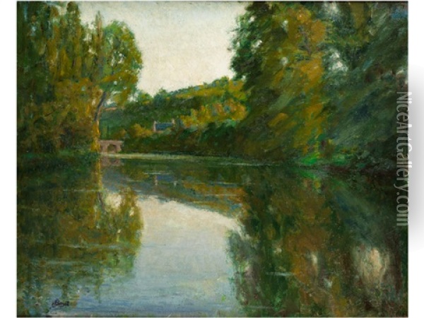 Flusslandschaft Oil Painting - Louis Hayet