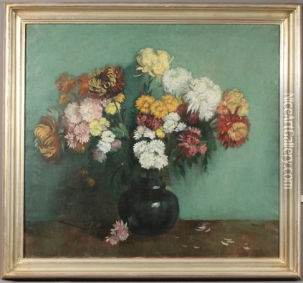 Chrysanthemen In Der Vase Oil Painting - Amandus Faure