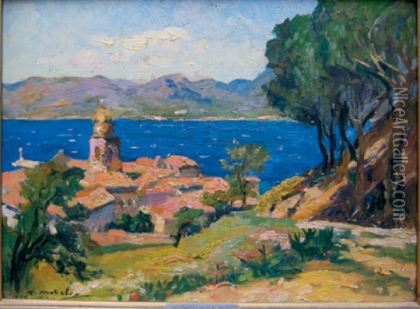 Le Village De Saint Tropez Oil Painting - Jules Georges Moteley
