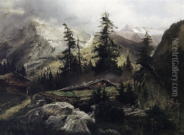 Sommertag In Den Alpen Oil Painting - August Hoerter