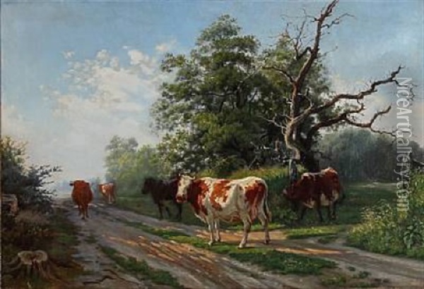 En Drift Kvaeg Oil Painting - Theodor Philipsen