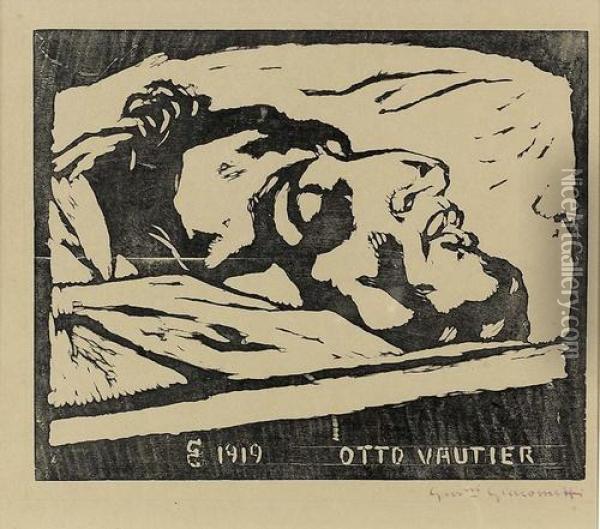 Otto Vautier Auf Dem Totenbett. Oil Painting - Giovanni Giacometti
