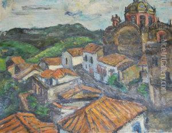 Roof Tops And Citadel Oil Painting - Chaim Soutine