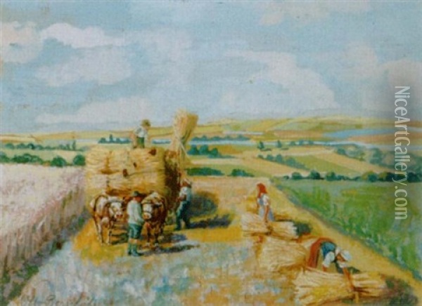 Getreideernte Oil Painting - Otto Bernloehr