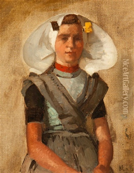 Woman In Regional Dress From Zeeland Oil Painting - Johannes Christiaan Karel Klinkenberg