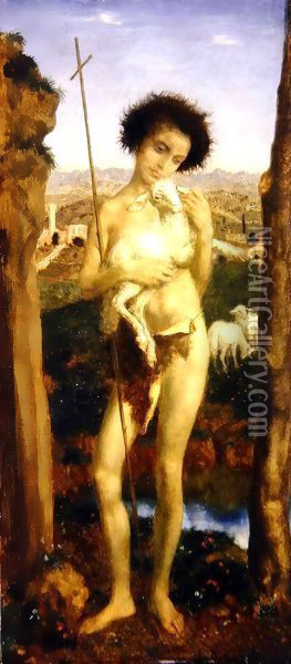 St. John the Baptist Oil Painting - Theodor Baierl
