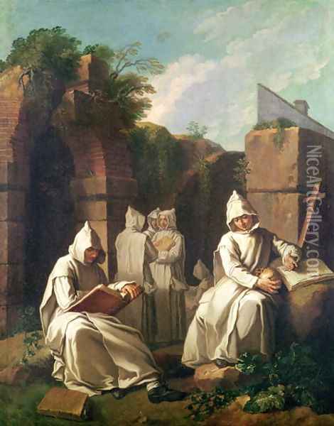 Carthusian Monks in Meditation Oil Painting - Etienne Jeaurat