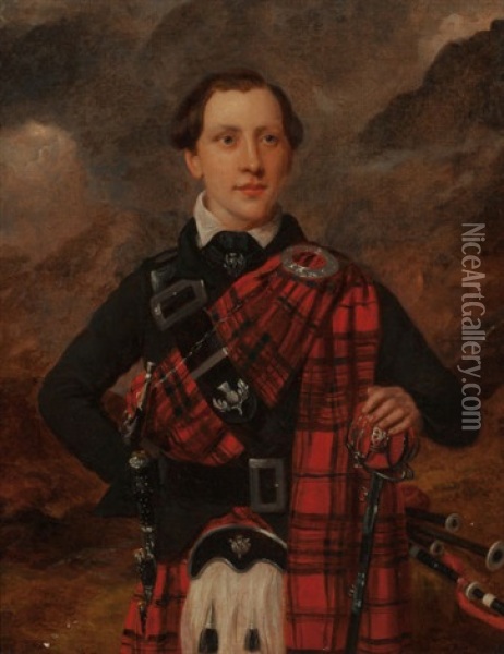 Young Man In Scotch Plaid, Circa 1780 Oil Painting - Sir William Beechey