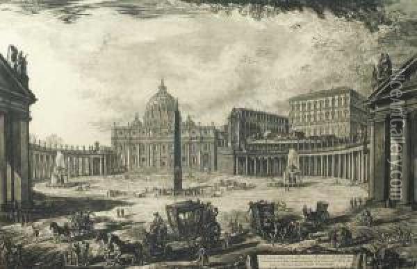 Piazza E Basilica Di San Pietro Oil Painting - Giovanni Battista Piranesi