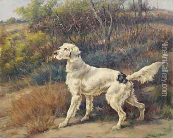 A Setter in a Landscape Oil Painting - Edmund Henry Osthaus