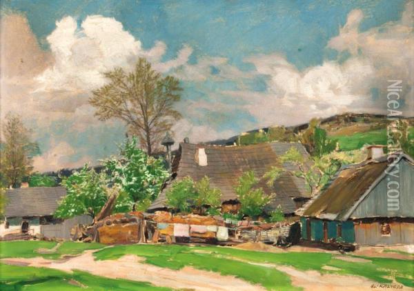Moravska Vesnice Oil Painting - Alois Kalvoda