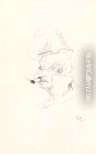 Tete d'homme a la pipe Oil Painting - Henri De Toulouse-Lautrec