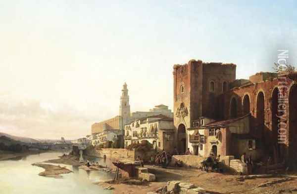 View of Zaragoza (Una vista de Zaragoza) Oil Painting - Francois Antoine Bossuet