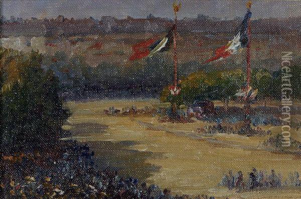 14 Juillet 1919 - Place De La Republique Oil Painting - Edmond Jacquet