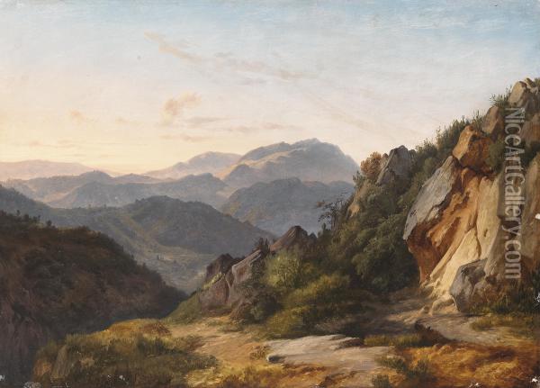 Attributed Romanticlandscape Oil Painting - Paul Joseph Kiederich