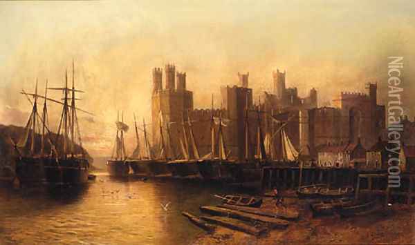 Caernarvon Castle From The Quay Oil Painting - John Syer