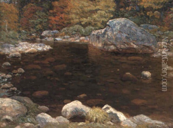 Trout Brook, Early Autumn Oil Painting - John Joseph Enneking