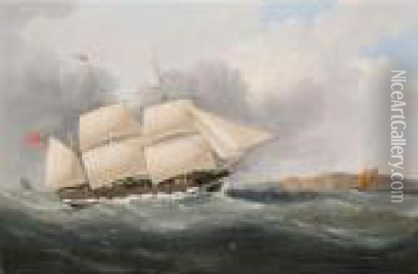 Third-rater Off The Coast Oil Painting - Samuel Walters