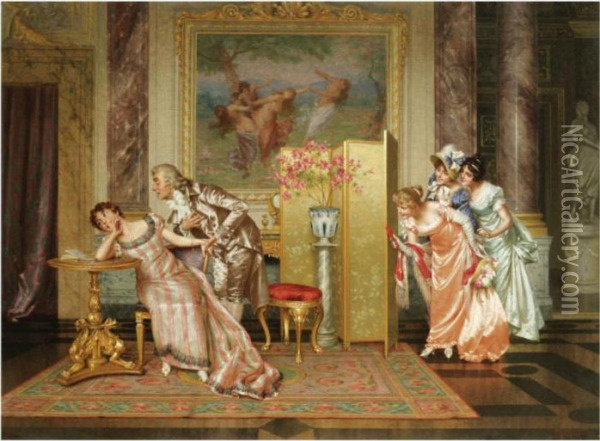 The Proposal Oil Painting - Vittorio Reggianini