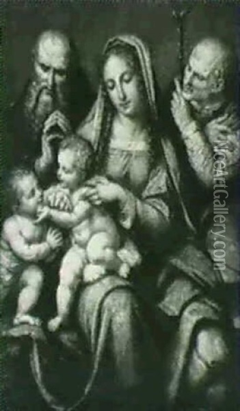 Die Heilige Femilie, Nach Leonardo Da Vinci Oil Painting - Carl Friedrich Loeffler