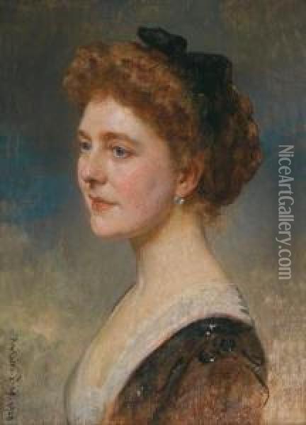 Portrait Der Frau Natalie Brosch Edle Von Aarenau Oil Painting - Baron Heinrich von Angeli