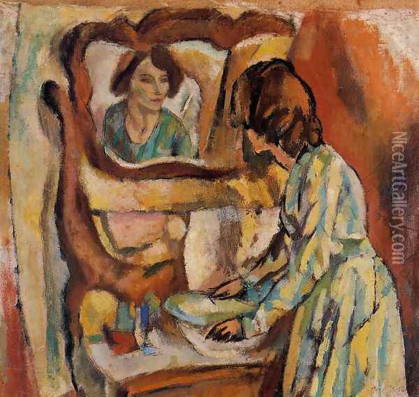 Woman Washing Herself Oil Painting - Jules Pascin