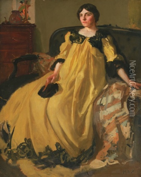La Robe Jaune Oil Painting - Richard Edward Miller
