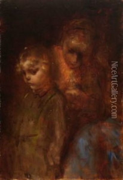 Junge Mutter Mit Ihrem Kind Oil Painting - Hermann Kaulbach
