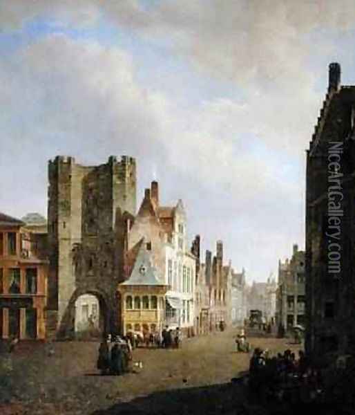 Street Scene 1833 Oil Painting - Pieter Frans de Noter