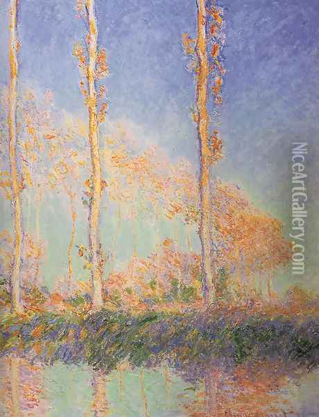 Les Peupliers, trois arbres roses, automne (Poplars) Oil Painting - Claude Oscar Monet