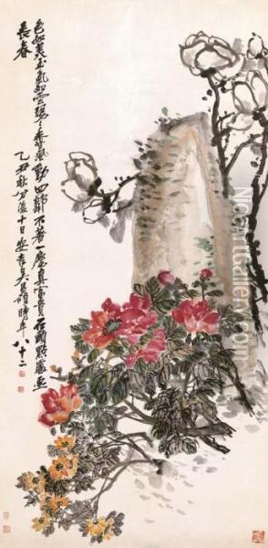 Flowers Oil Painting - Wu Changshuo