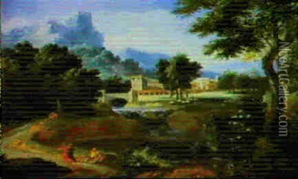 Paesaggio Con Figure Oil Painting - Jan Frans van Bloemen