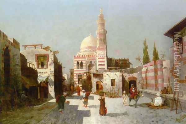 Entrance to the Complex of Sultan Quatbay, Cairo Oil Painting - August von Siegen