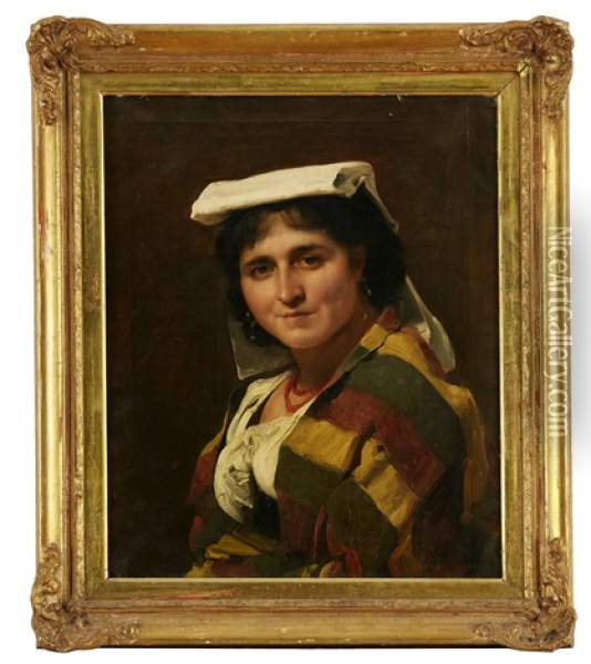 Portratt Av Sydeuropeisk Kvinna Oil Painting - Joseph Wencker