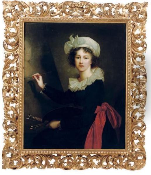 Portrait Of Marie Louise Elisabeth Vigee-lebrun At An Easel Oil Painting - Elisabeth Vigee-Lebrun