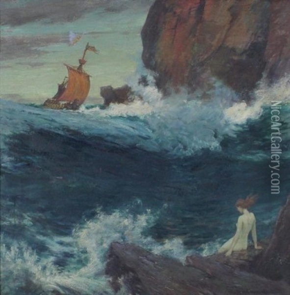 The Siren Awaits Oil Painting - George Faulkner Wetherbee